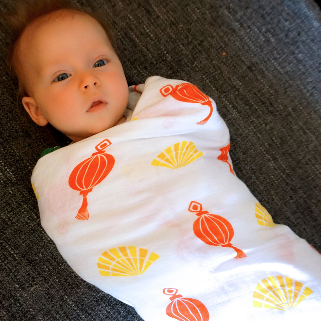 For Luck & Love China Baby Muslin Swaddle Proud Baby