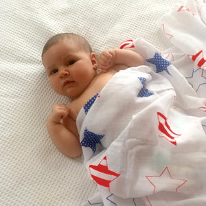 USA American stars and stripes baby muslin swaddle gift