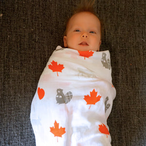 Canada Canadian canuck maple leaf baby muslin swaddle gift