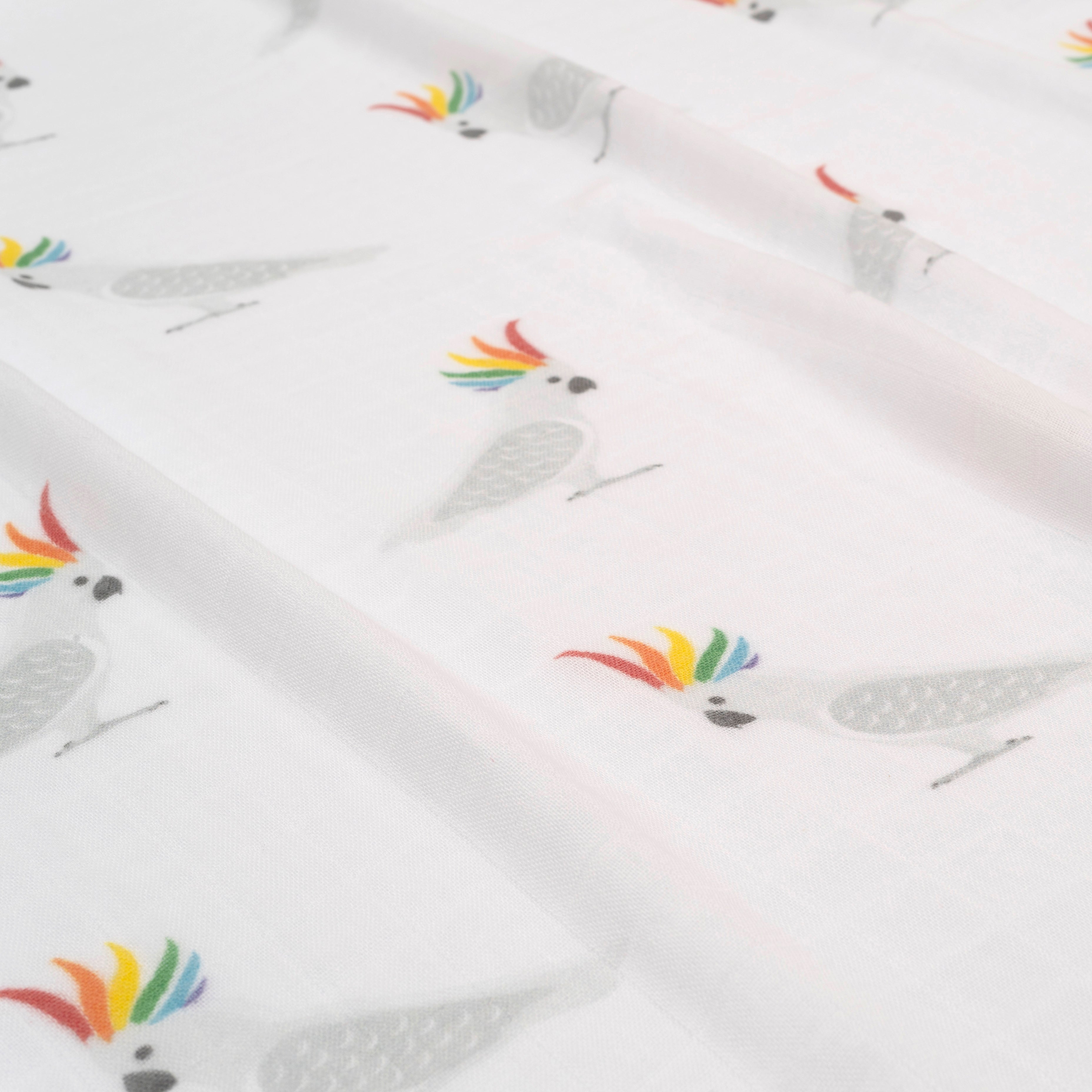 Australia cockatoo gay LGBTQ equality baby muslin swaddle gift