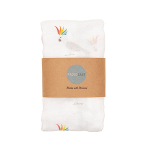 Australia cockatoo gay LGBTQ equality baby muslin swaddle gift